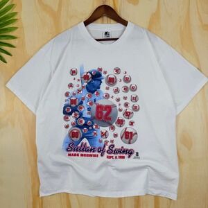 Vintage 1998 Mark McGwire Sultan Of Swing 62 HR Starter MLB T Shirt XL USA